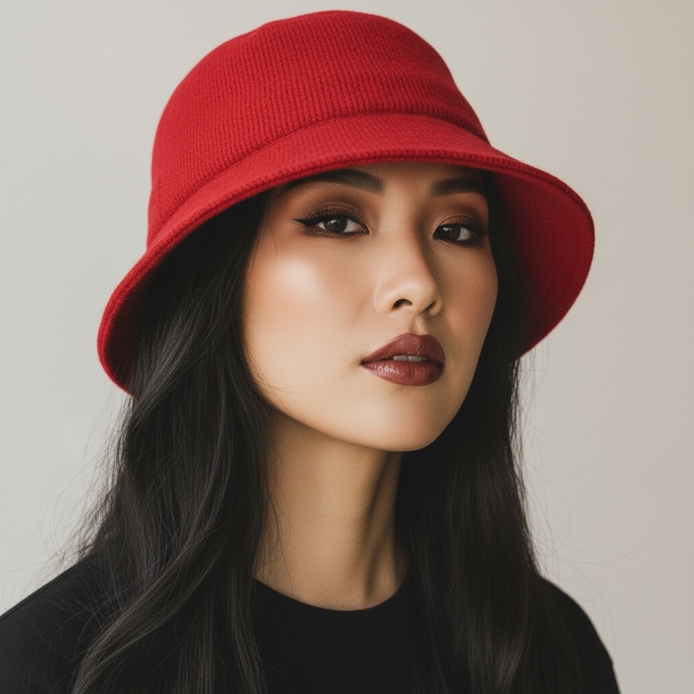Red wool cloche hat